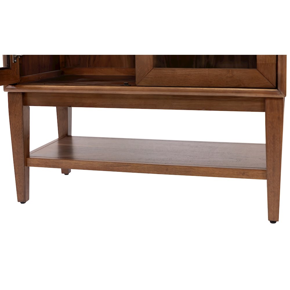 Mid-Century Modern Wood Dining Display Cabinet, Kitchen Storage, Bookcase, Brown