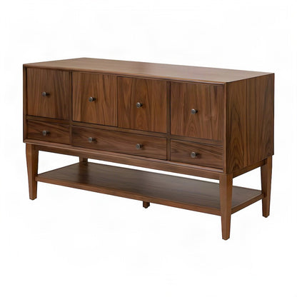 Wooden Buffet Cabinet with Storage, Mid-Century Modern Sideboard, Brown