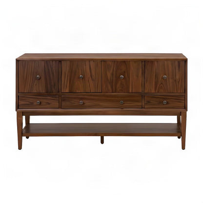 Wooden Buffet Cabinet with Storage, Mid-Century Modern Sideboard, Brown