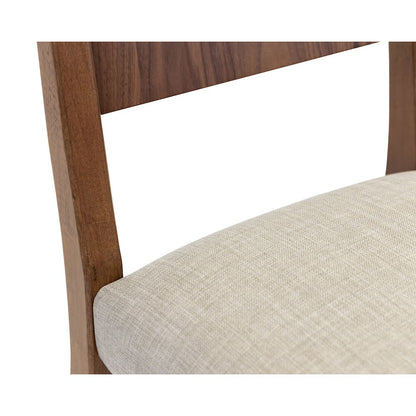 Two Wood Mid-Century Modern Kitchen Table Chairs, Dining Seats, Brown
