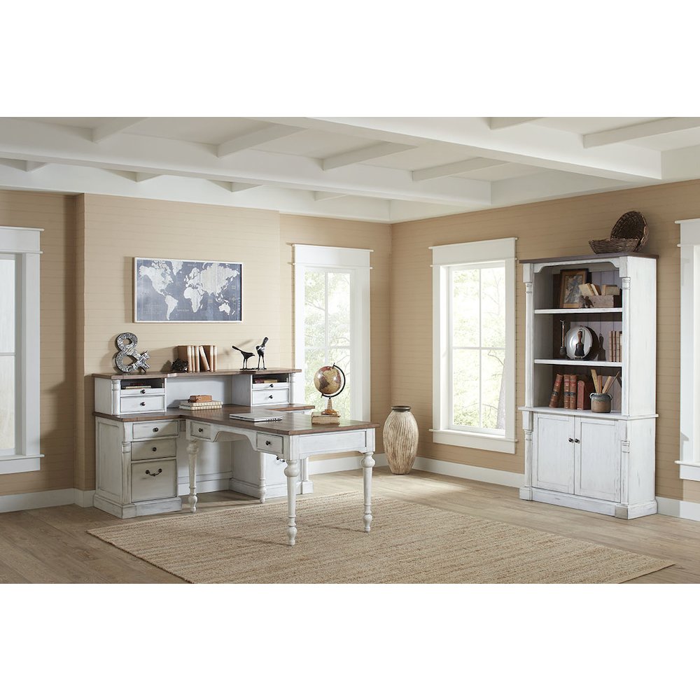 Durham Rustic Wood Bookcase With Doors, White