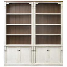 Rustic Wood Tall Bookcase with Doors and Adjustable, Weathered white finish