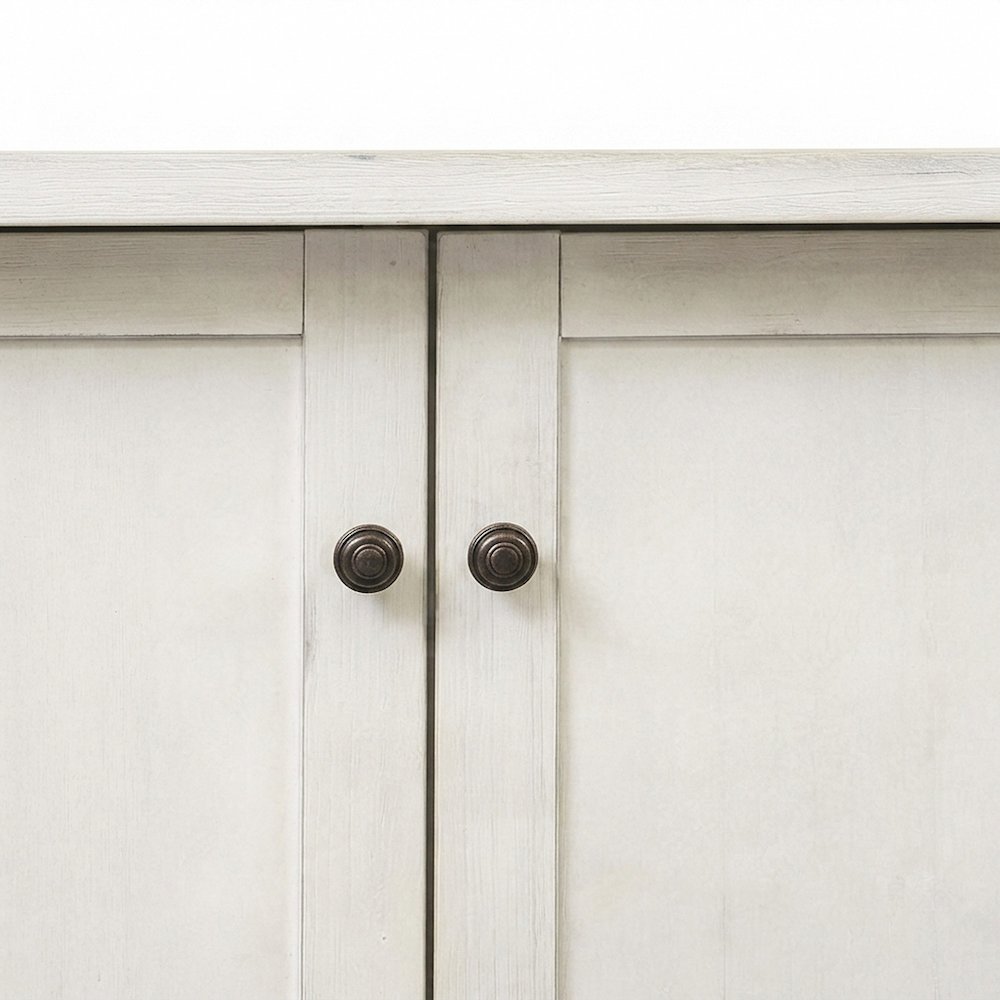 Rustic Wood Tall Bookcase with Doors and Adjustable, Weathered white finish