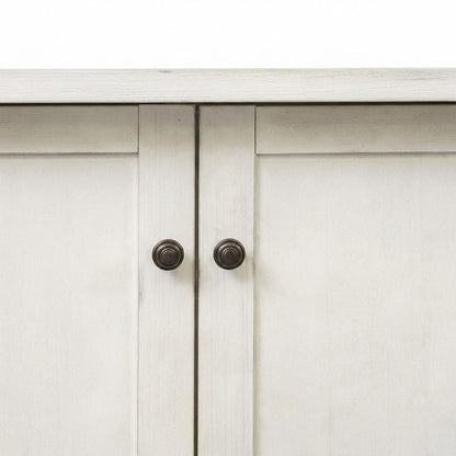 Rustic Wood Tall Bookcase with Doors and Adjustable, Weathered white finish