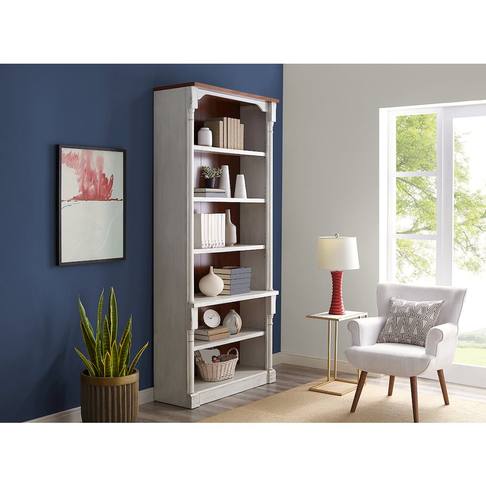 Durham Rustic Open 8' Wood Bookcase, White