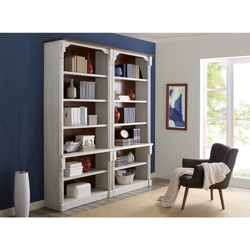 Durham Rustic Open 8' Wood Bookcase, White
