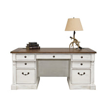 Durham Rustic Wood Double Pedestal Executive Desk, White