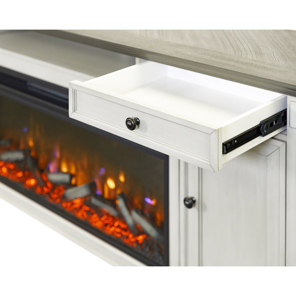 Hartford Fireplace Console 76 " Fully Assembled, White