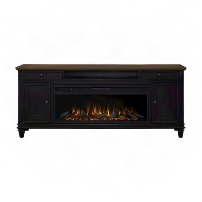 Hartford Wood Fireplace TV Stand, Fully Assembled Media Console, Black