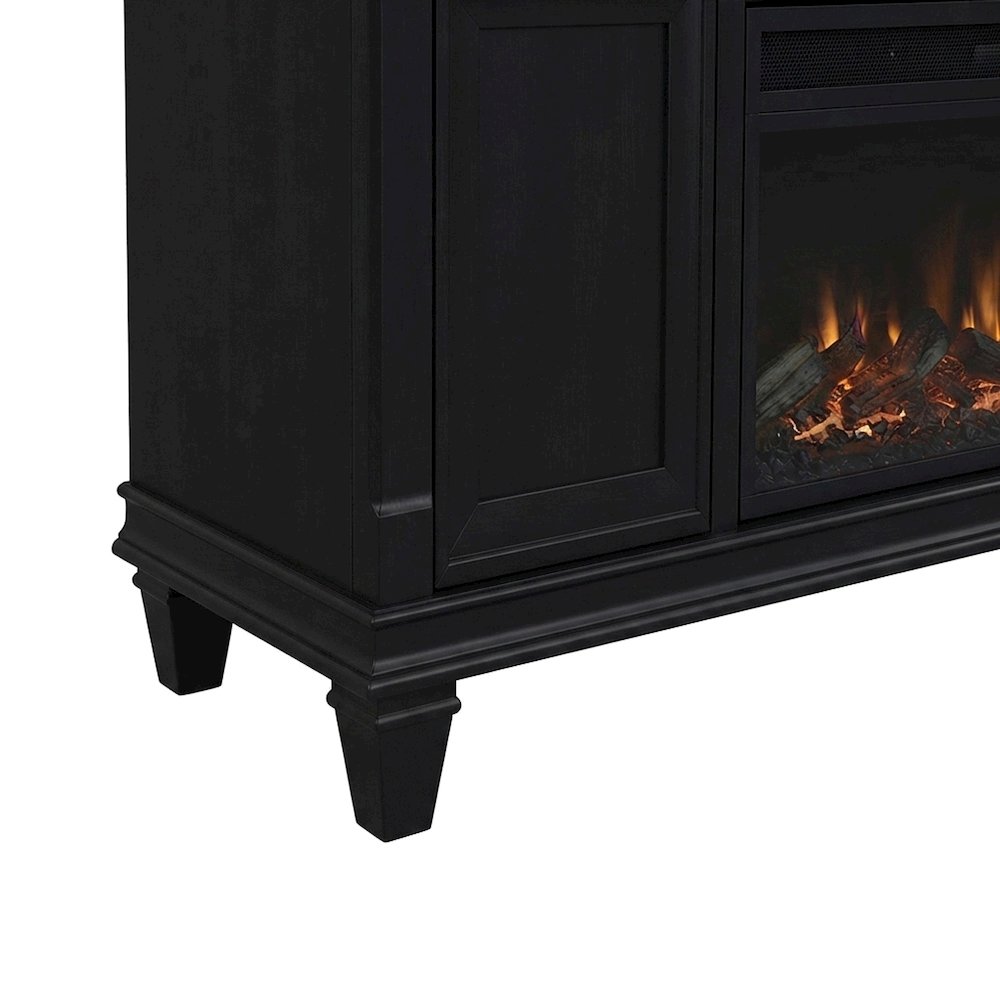 Hartford Wood Fireplace TV Stand, Fully Assembled Media Console, Black