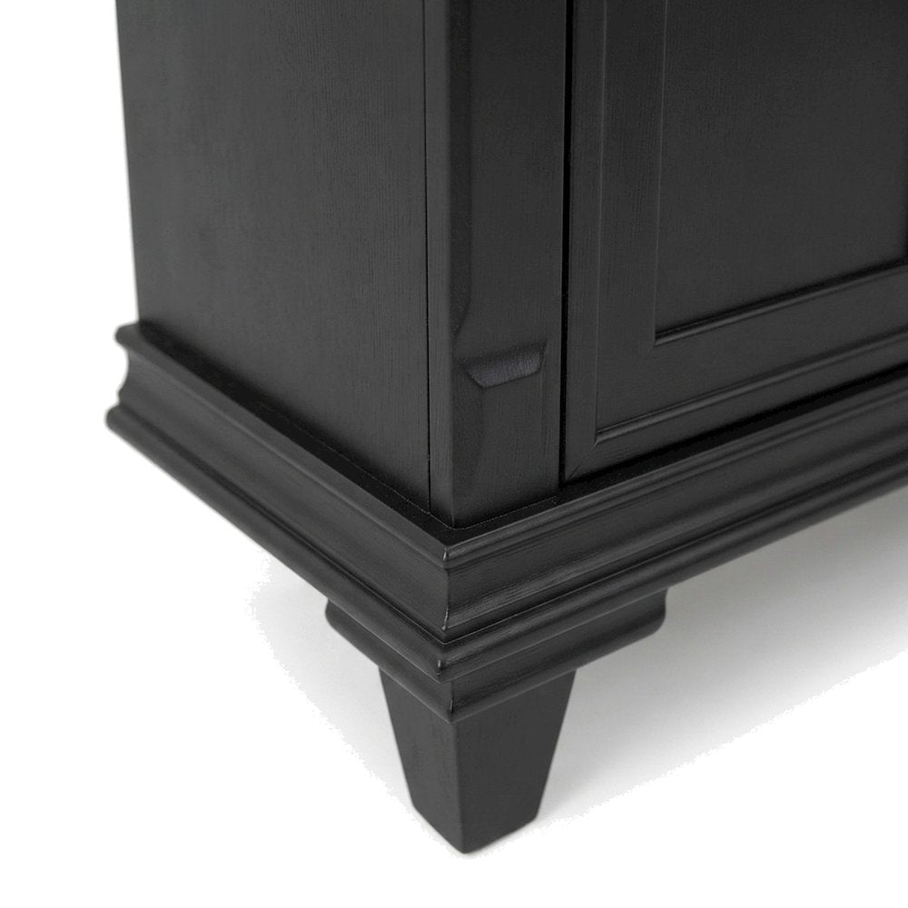Hartford Wood Fireplace TV Stand, Fully Assembled Media Console, Black