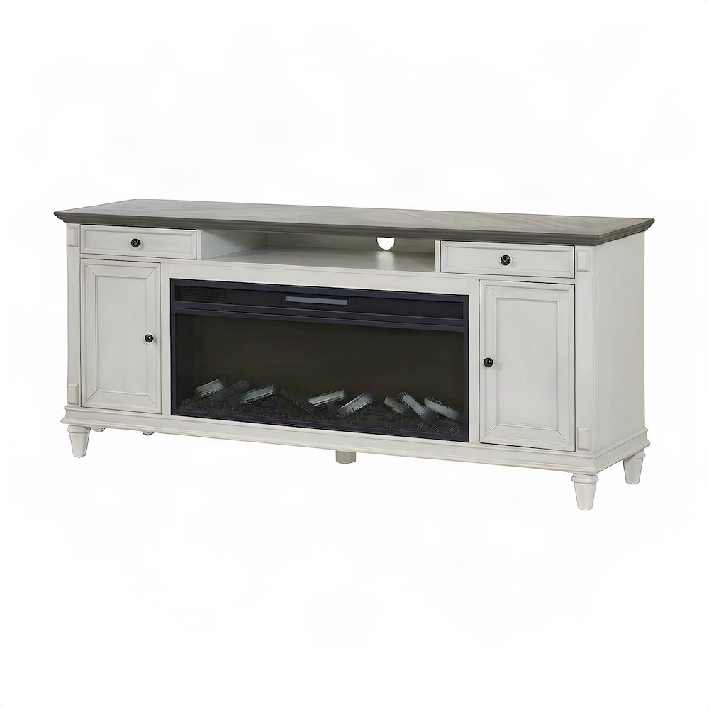Hartford Wood Fireplace TV Stand, Fully Assembled Media Console, White