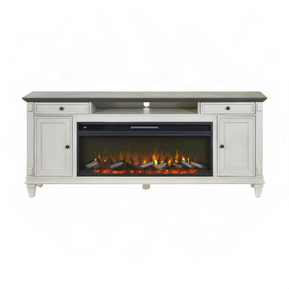 Hartford Wood Fireplace TV Stand, Fully Assembled Media Console, White