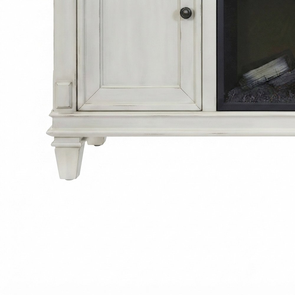 Hartford Wood Fireplace TV Stand, Fully Assembled Media Console, White