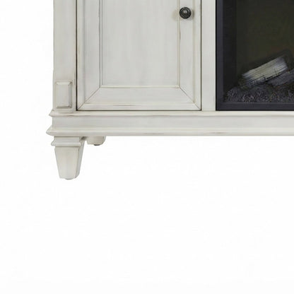 Hartford Wood Fireplace TV Stand, Fully Assembled Media Console, White