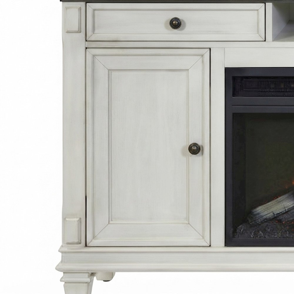 Hartford Wood Fireplace TV Stand, Fully Assembled Media Console, White
