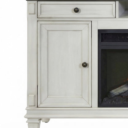 Hartford Wood Fireplace TV Stand, Fully Assembled Media Console, White