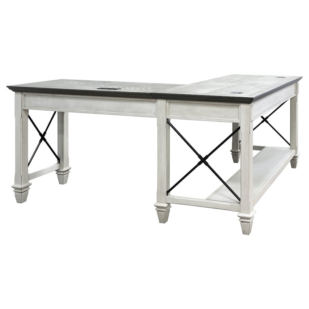 Hartford Wood Open L-Desk and Return, Writing Table and Return