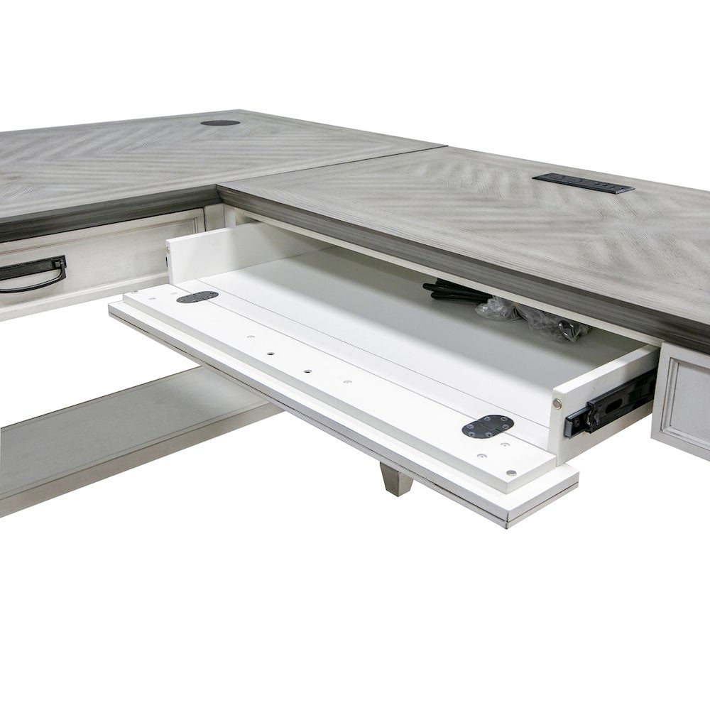 Hartford Wood Open L-Desk and Return, Writing Table and Return