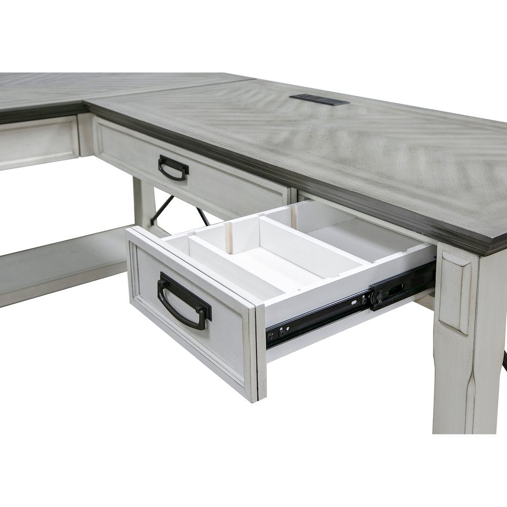 Hartford Wood Open L-Desk and Return, Writing Table and Return