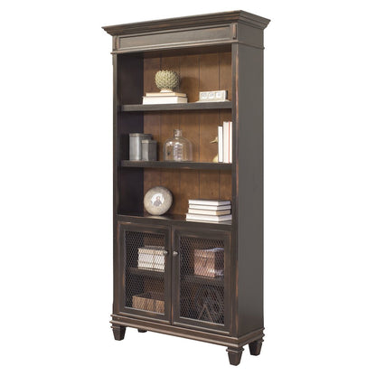 Hartford Wood Bookcase With Doors, Black