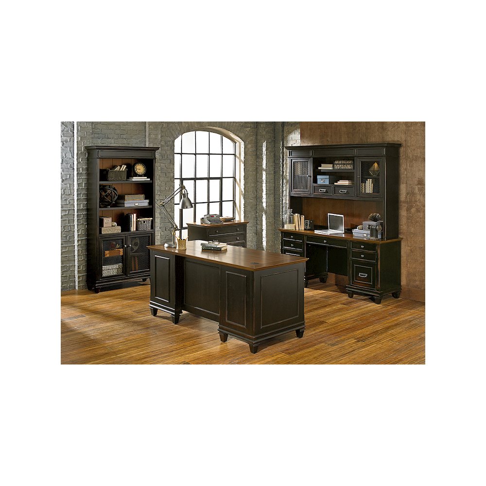 Hartford Wood Double Pedestal Desk, Black