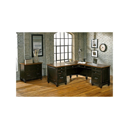 Hartford Wood L-Desk and Return, Brown