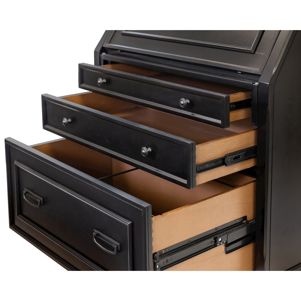Hartford Wood Drop-Lid Secretary Desk, Fully Assembled, Black