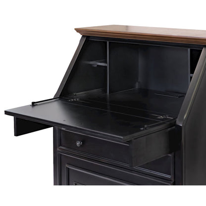 Hartford Wood Drop-Lid Secretary Desk, Fully Assembled, Black