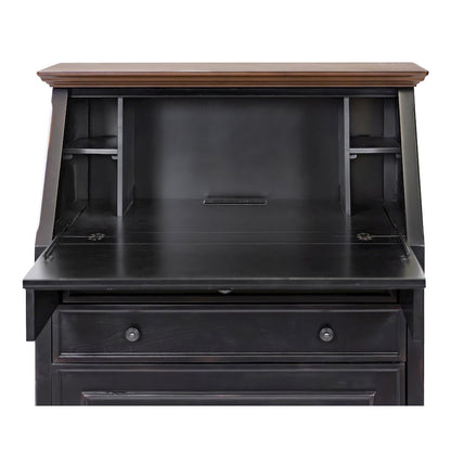 Hartford Wood Drop-Lid Secretary Desk, Fully Assembled, Black