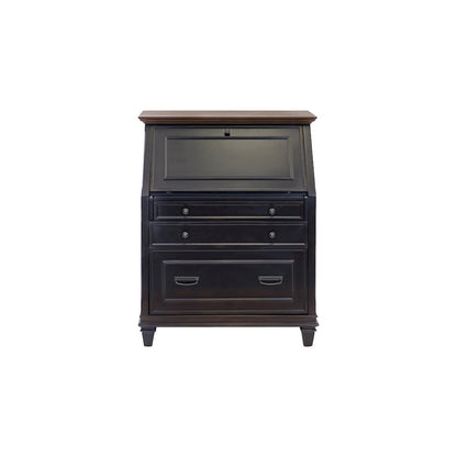 Hartford Wood Drop-Lid Secretary Desk, Fully Assembled, Black
