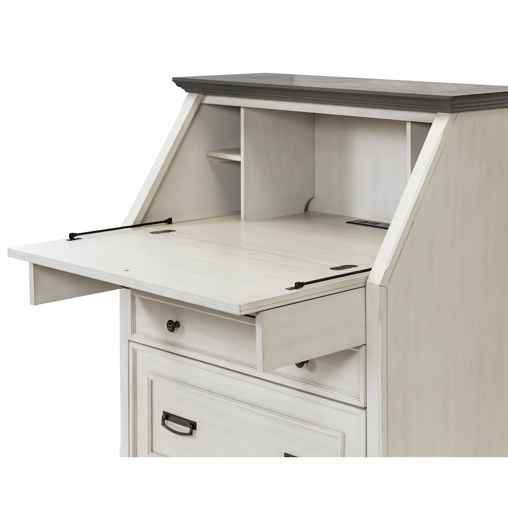 Hartford Wood Drop-Lid Secretary Desk, Fully Assembled, White