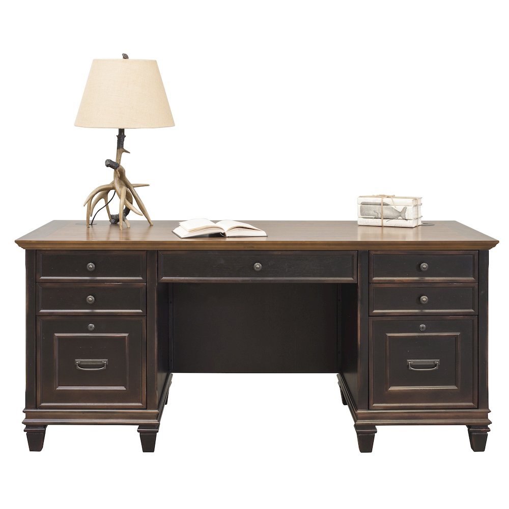 Hartford Wood Double Pedestal Desk, Black