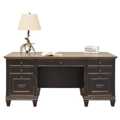 Hartford Wood Double Pedestal Desk, Black