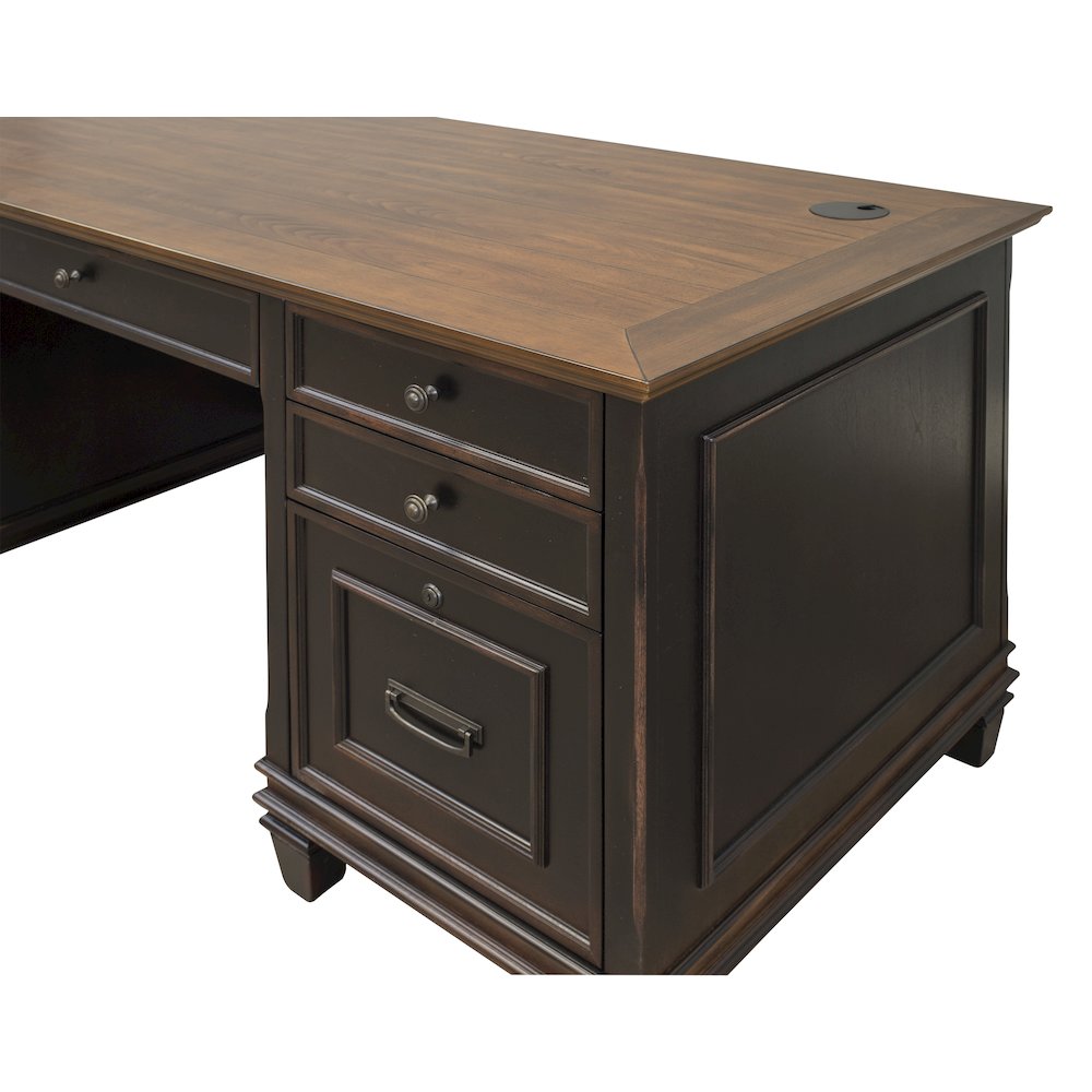 Hartford Wood Double Pedestal Desk, Black