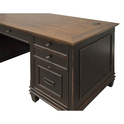 Hartford Wood Double Pedestal Desk, Black