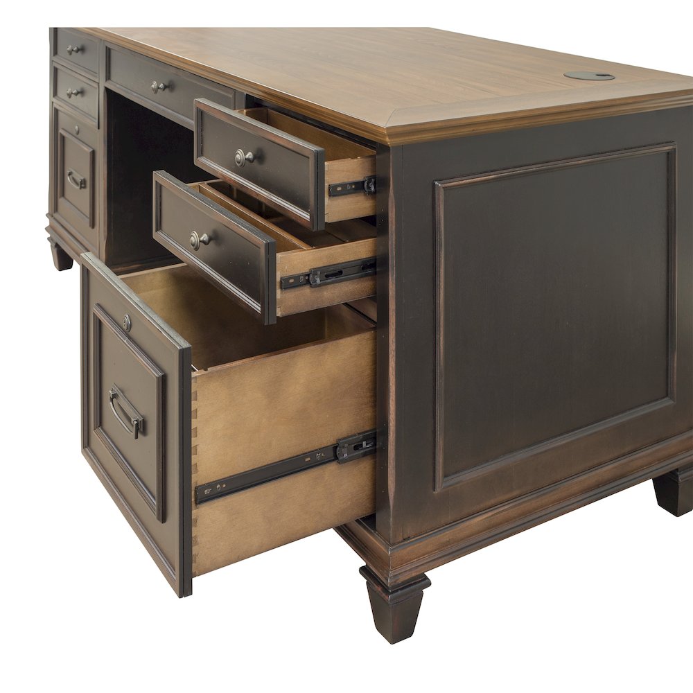 Hartford Wood Double Pedestal Desk, Black