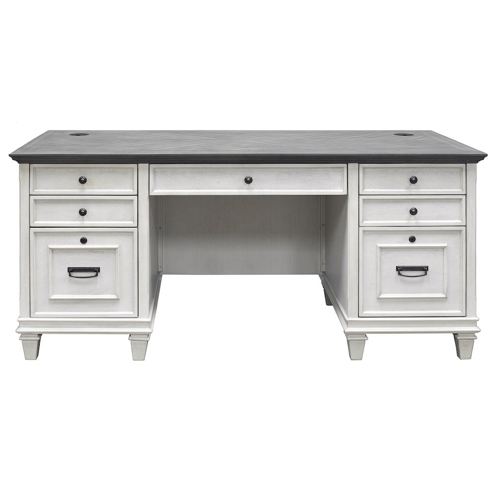 Hartford Wood Double Pedestal Desk, White