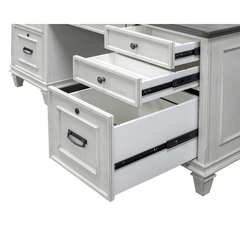 Hartford Wood Double Pedestal Desk, White