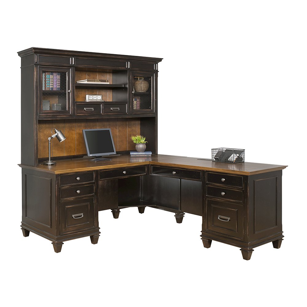 Hartford Wood L-Desk and Return, Brown