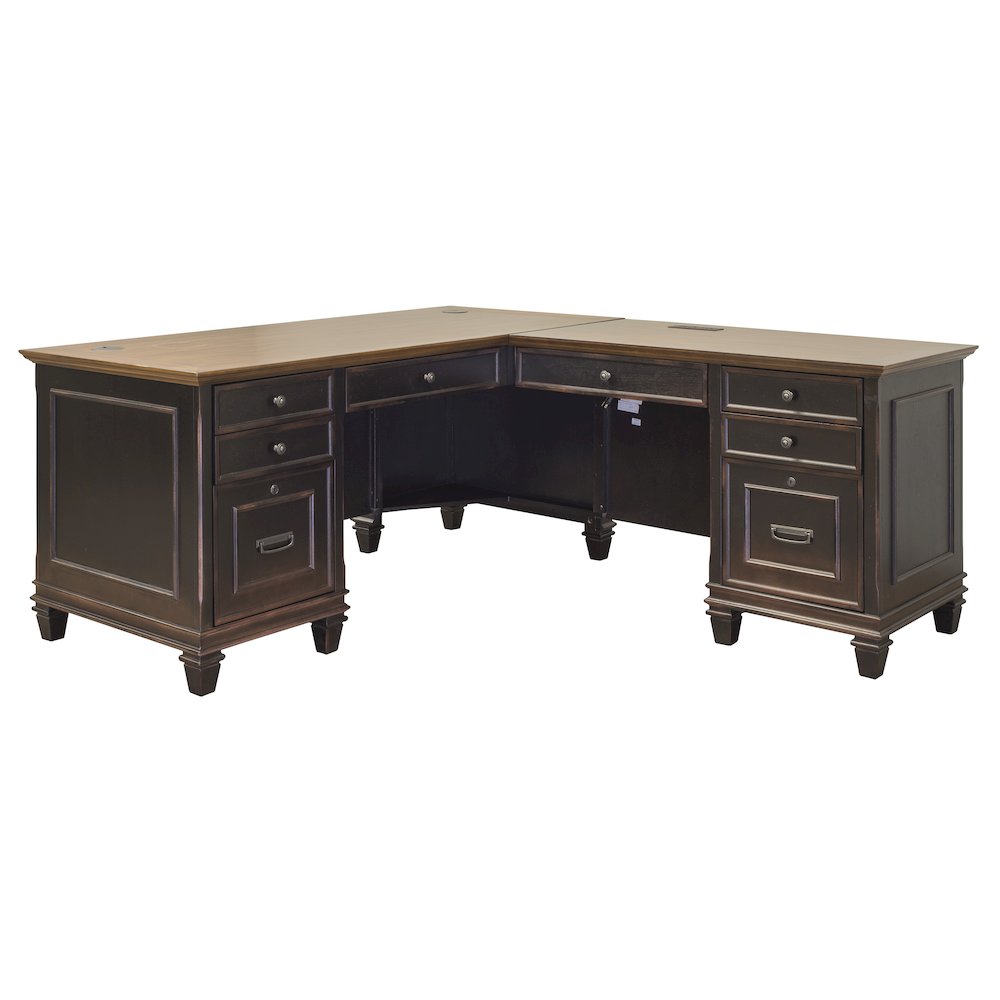 Hartford Wood L-Desk and Return, Brown