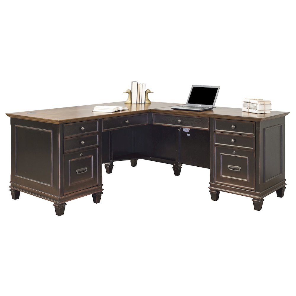 Hartford Wood L-Desk and Return, Brown