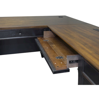 Hartford Wood L-Desk and Return, Brown