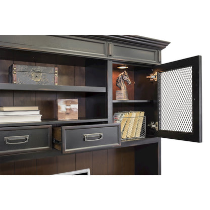 Hartford Wood Hutch With Wire Mesh Doors, Black