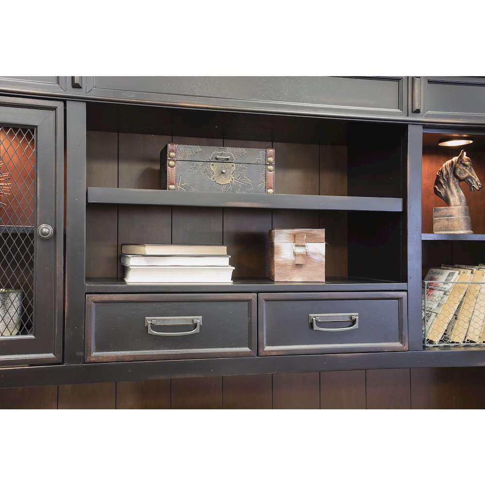 Hartford Wood Hutch With Wire Mesh Doors, Black