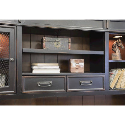 Hartford Wood Hutch With Wire Mesh Doors, Black