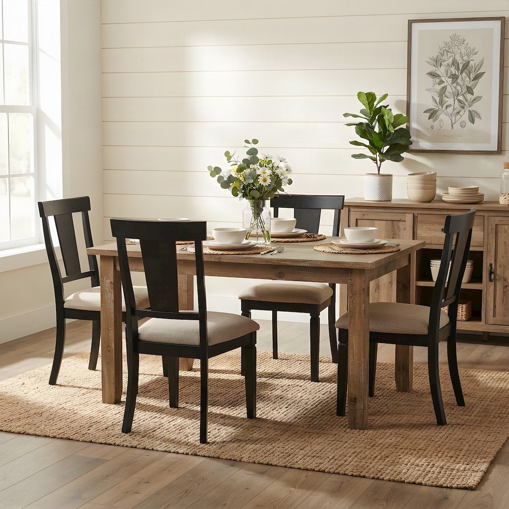 Wooden Traditional Dining and Kitchen Table Chairs, Set of 2, Black