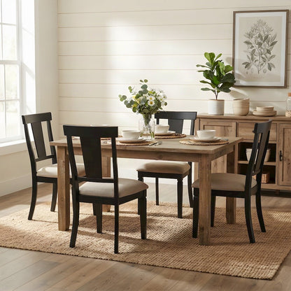 Wooden Traditional Dining and Kitchen Table Chairs, Set of 2, Black
