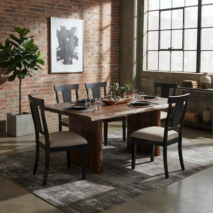 Wooden Traditional Dining and Kitchen Table Chairs, Set of 2, Black