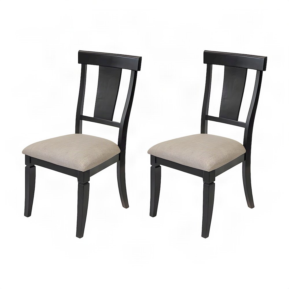 Wooden Traditional Dining and Kitchen Table Chairs, Set of 2, Black